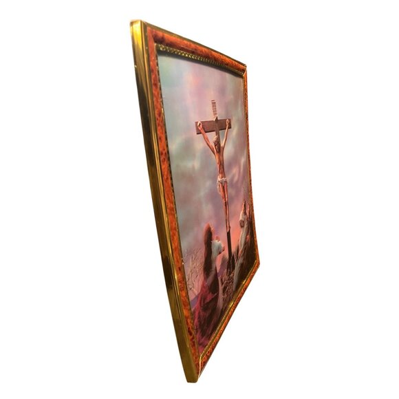 Vtg Toppan Crucifixion 3D Holographic Lenticular Lentograph Framed Wall Art - Picture 6 of 8